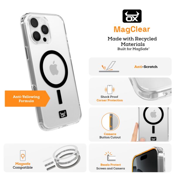OX MagClear Case For iPhone 16 Range Compatible with Magsafe®